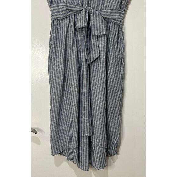 Max Studio Stripe Tie Front Cotton Blend Dress Size XL NWT Side Pockets Beachy - Picture 8 of 15